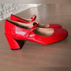 Chic Red Block Heel Mary Janes